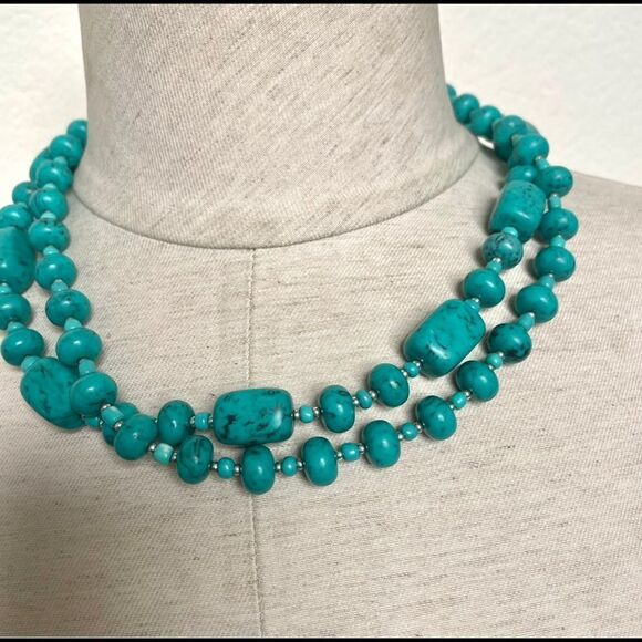 Premier Designs double stranded turquoise necklace - Picture 7 of 11